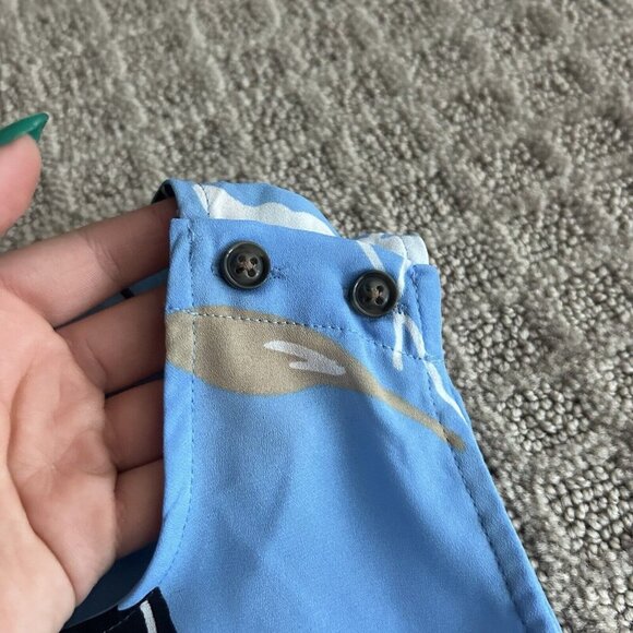 WHO WHAT WEAR Small S Semi Sheer Blue Tan Floral Tank Top Sleeveless Blouse - Picture 5 of 9